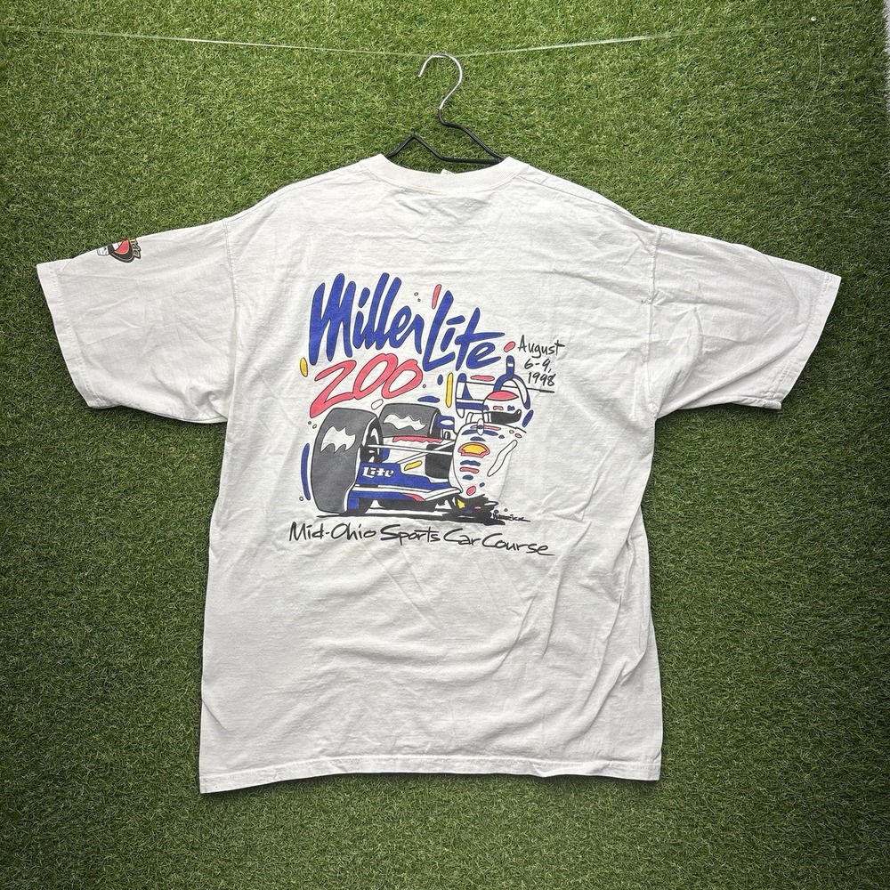 Vintage Miller Lite 200 Milwaukee Mile Shirt Mens Large Car Course Indy Boxy